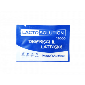 Single-dose sachet of Lactosolution 15000 FCC, lactase supplement for lactose intolerants